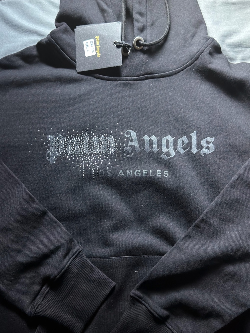 Palm Angels Black Crewneck with Metallic Silver Logo